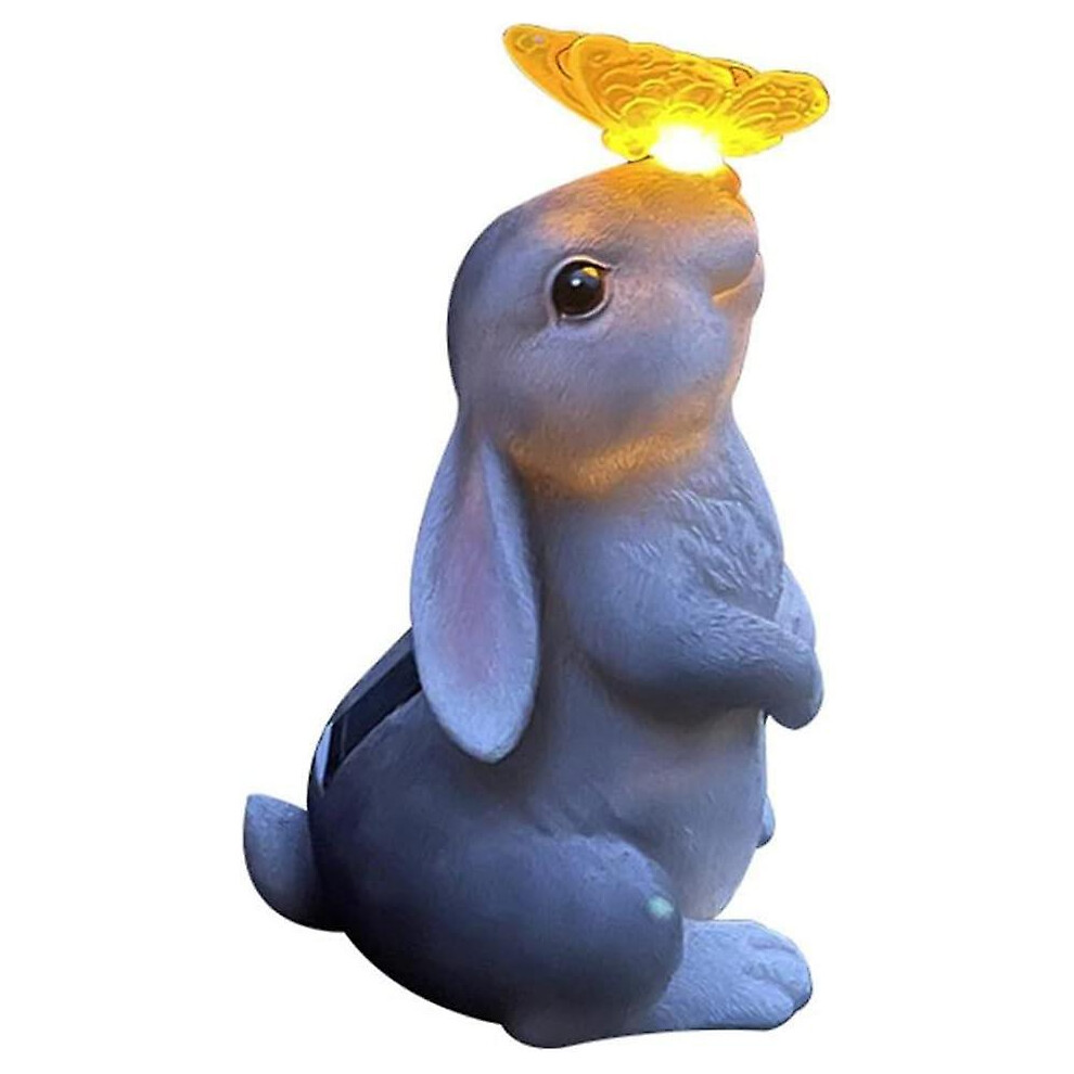 Kikidex (As Show, One Size) Rabbit Statue Solar Garden Ornaments Outdoor Garden Ornament With Light Solar Butterfly Home Decor Animal Figurine Gift For Lawn