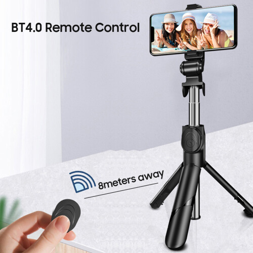 Trípode para selfies inalámbrico BT 70 cm Negro/Blanco 360 2