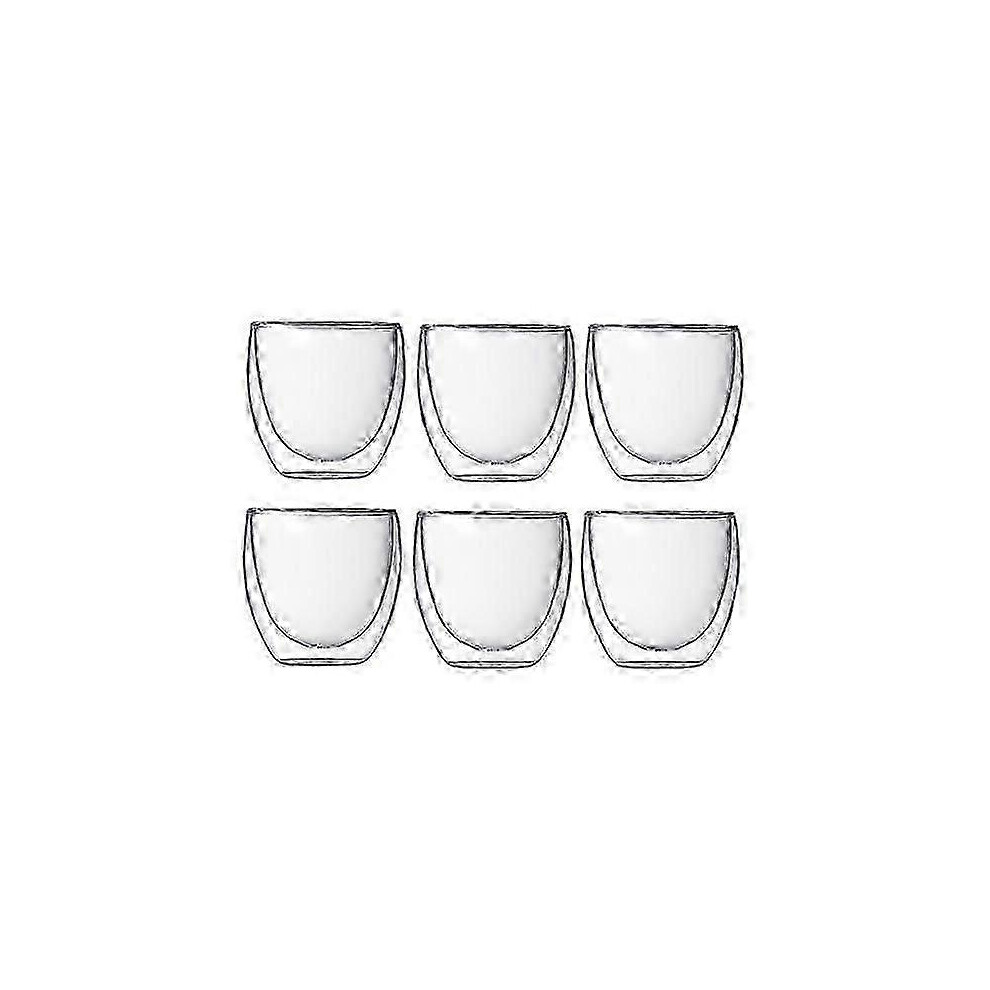 Kikidex (As Show, One Size) 6Pcs 80Ml 2.7Oz Glass Double Walled Heat Insulated Tumbler Espresso Tea Cup