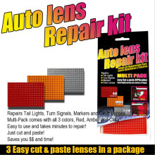 3 pièces Films pour lentilles de phares de voiture 196x95mm Rouge Ambre Transparent