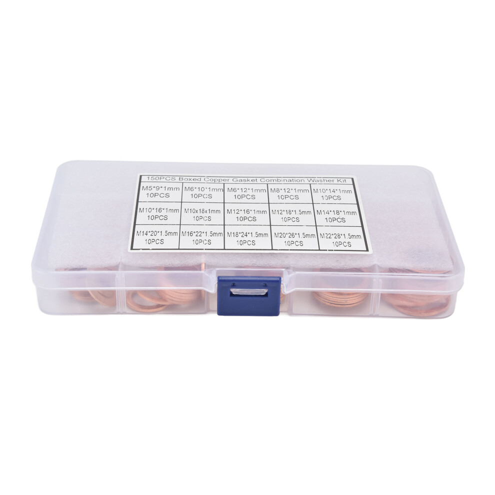 150Pcs Copper Washer Assortment Set With M5âM22 Sizes For Seals And Gaskets 6941357875139