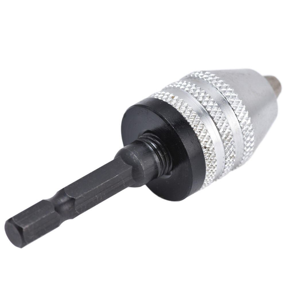 Keyless Drill Chuck Impact Driver Adapter 0.3-6.5Mm 1/4In Hex Silver 4241357877013
