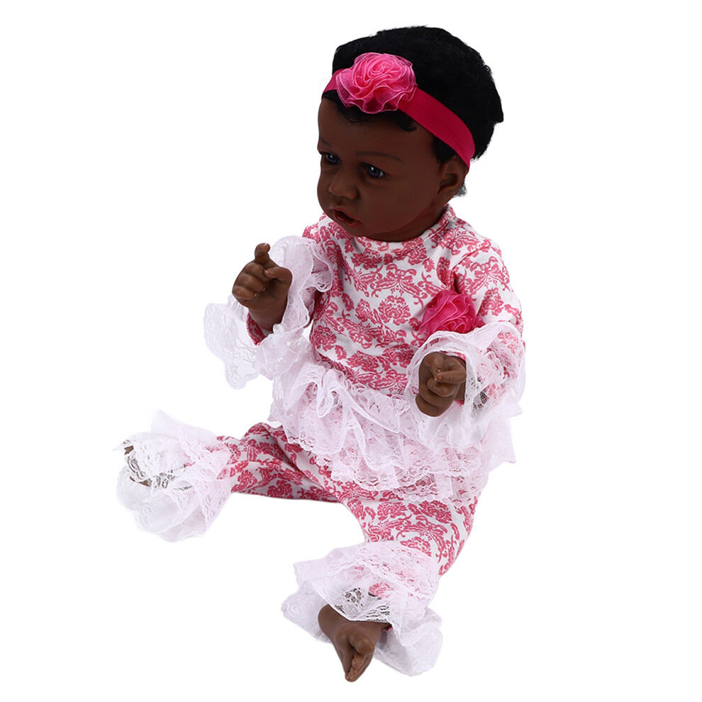 Reborn Baby Doll Realistic African American 24in Open Eyes Gift-image-OPC-PMQWTQV-NEW