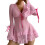 Comfortable 2PCS Sheer Mesh Sleep Dress G-strings Set-Pink XL 1