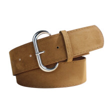 Faux Suedes Wide Waist Belt Adjustable Soft PU Leather-Camel