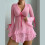 Comfortable 2PCS Sheer Mesh Sleep Dress G-strings Set-Pink XL 5