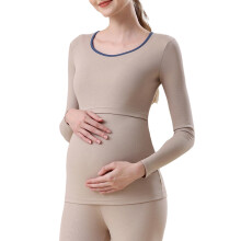 Pajamas Set Thermal Nursing Sleepwear For New Mothers-Khaki L