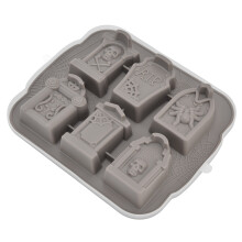 Molde para hielo de 6 cavidades, gris, con forma de tumba, 172 g, 19.5 x 16.5 cm