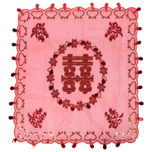 Roter Bestickter Brautschleier Chinesische Hochzeit