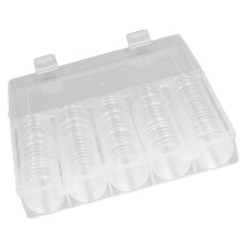 100 Pieces Plastic Transparent Coin Storage Box with Capsules