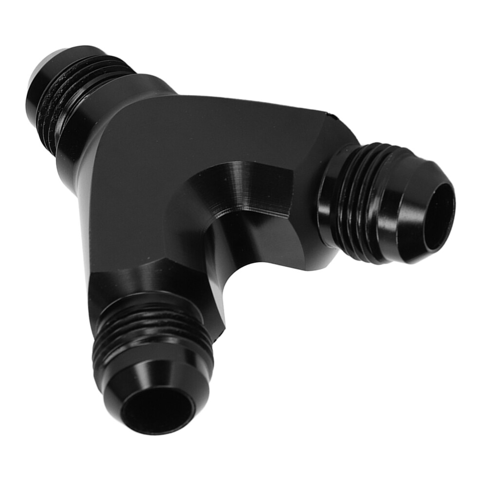 Anodized 3-Way Y Fitting Adapter - 8An Male To 2X An8 For Fluid Lines Black 9421357893137