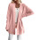 Women's Long Knitted Solid Color Cardigan-Pink XXL 1