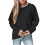 Womens Pullover Sweaters Long Sleeve Neck Casual Loose-Black M 1