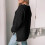 Womens Pullover Sweaters Long Sleeve Neck Casual Loose-Black L 5