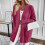 Women's Long Knitted Solid Color Cardigan-Blue XXL 7