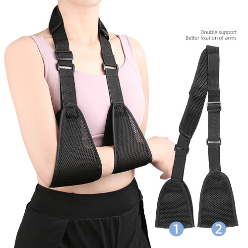 Adjustable Arm Sling For Elbow Wrist Support-Black Breathable 2