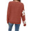 Women's Floral Pattern Round Neck Long Sleeve-brick red S 6
