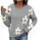Women's Floral Pattern Round Neck Long Sleeve-brick red S 3