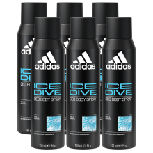 6 x 150ml Adidas 48H Cool & Aquatic Deodorant Spray - Ice Dive