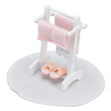 Toallero para casa de muñecas a escala 1:12, 4,7 cm de largo, alfombra blanca