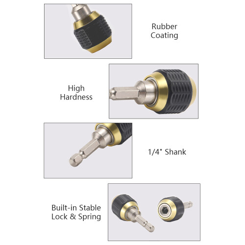 Quick Change 1/4 Inch Hex Drill Bit Extension, 60mm Steel Adapter 1