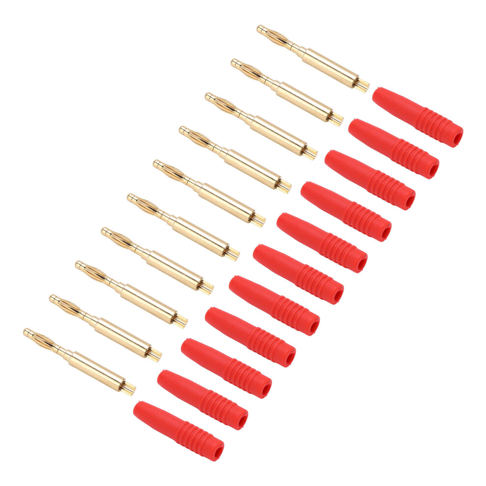 Gold Plated Banana Plugs 2Mm Male Insulated Test Connectors 10Pcs Red 7681357900521