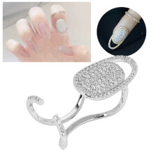 Verstellbare weiße Nagelabdeckringe – Elegante Kupfer-Fingerdekorationen 3047