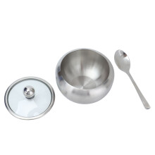Premium Edelstahl-Zuckerbehälter mit integriertem Löffel und transparentem Deckel, 550 ml