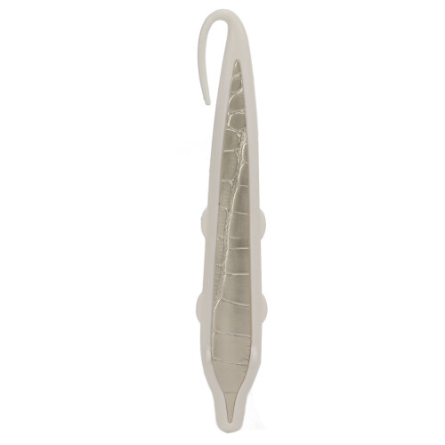 Peigne en forme de langue de chat simulé en ABS 22x3.5cm Blanc-or 1