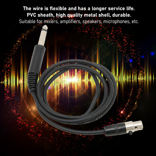 Cable Mini XLR de 3 pines hembra a macho de 6,35 mm, 1,0 m 2