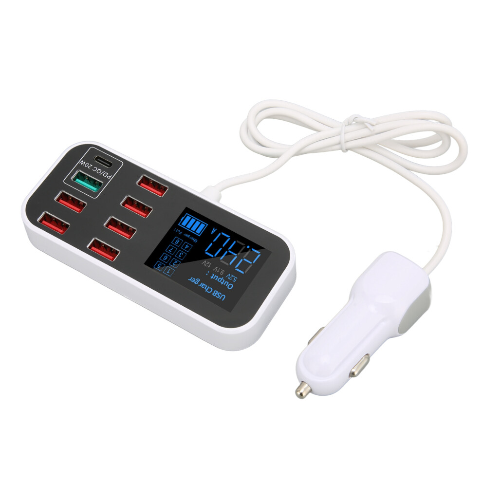 A9s+ 8-Port 40W Qc 3.0 Car Charger Usb C Station With Lcd Display 4661357909505