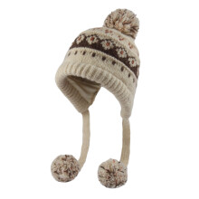 Thermally Insulated Skull Cap Nordic Pattern Elastic-Beige