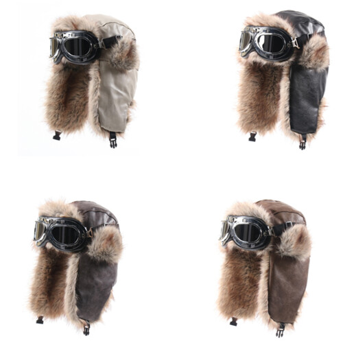 Thickened Winter Hat Windproof PU Leather Trapper Hat-coffee 1