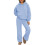 Women's two-piece tracksuit set: oversized hoodie-Light Blue S 1