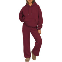 Women's two-piece tracksuit set: oversized hoodie-Red S