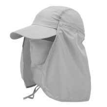 Leichtgrauer winddichter Sonnenschutzhut mit Nackenbedeckung für Outdoor-Aktivitäten