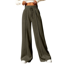Damen-Jogginghose mit weitem Bein, hoher Taille,-Armeegrün XL