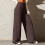 Damen-Jogginghose mit weitem Bein, hoher Taille,-Kaffee S 2
