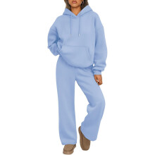 Women's two-piece tracksuit set: oversized hoodie-Light Blue M