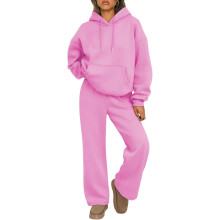 Women's two-piece tracksuit set: oversized hoodie-Pink S