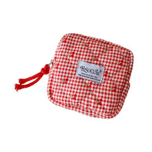 Portable Sanitary Pad Pouch Cherries Pattern Storage Case-Red