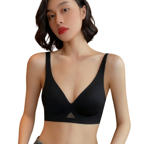 Woman Seamlessly Bras Not Restrictive Spandex Bralette-Black S