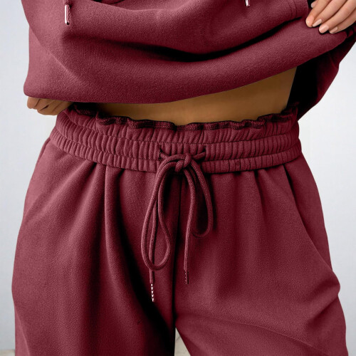 Women's two-piece tracksuit set: oversized hoodie-Black L 1