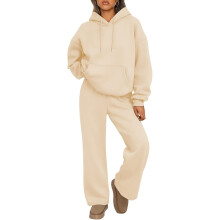 Women's two-piece tracksuit set: oversized hoodie-Apricot XL
