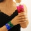Sparkling Oversized Bowknot Resin Bangle Opening Wristband-Red 7