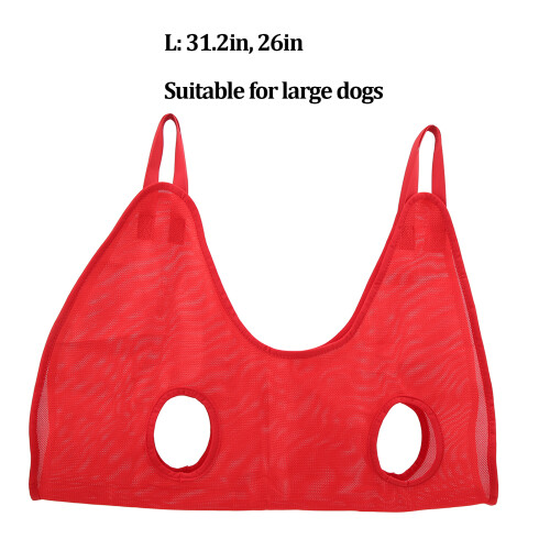 Pet Grooming Hammock Helper with S Hooks, Red, L Size 2
