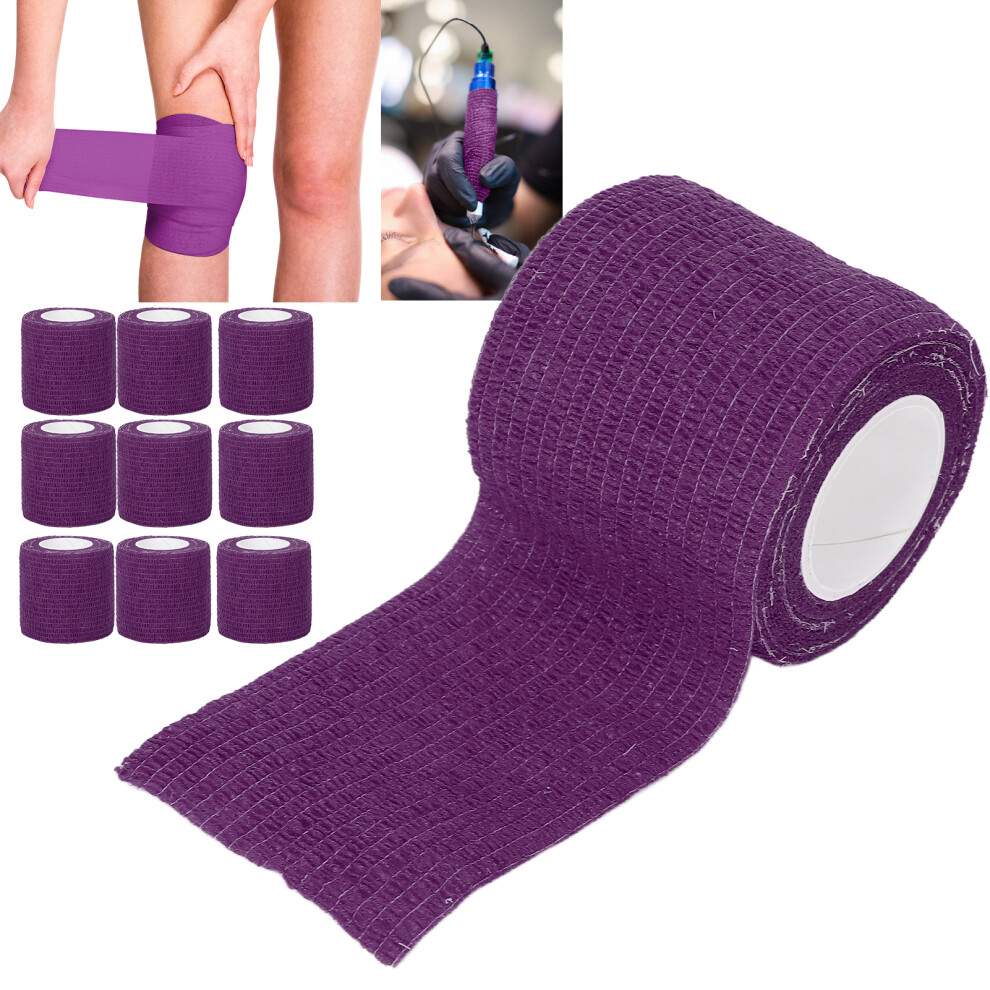 10PCS Elastic Self Adhesive Bandage Straps  Purple Shockproof Anti Slip Handles