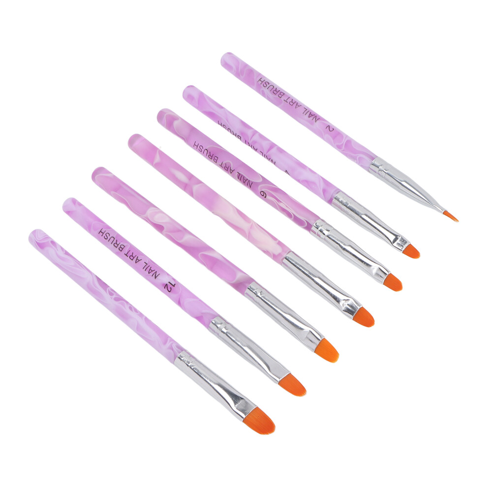 Light 7 Pack Therapy Nail Brushes, Round Tip Nail Drawing Pen For Salon Or Home Use