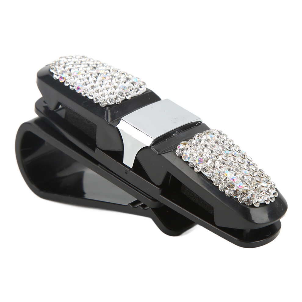 Universal Car Sun Visor Glasses Clip With Rhinestones White 8781357925124