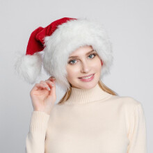 Festive Santa-Hut Groß Rot Flauschiges Wollkostüm für Weihnachten für Männer und Frauen Cosplay